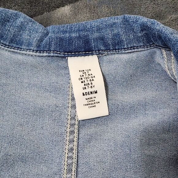 H&M Girls Stretch Blue Jean Denim Jacket Size 7-8 NEW without Tags - Picture 3 of 7